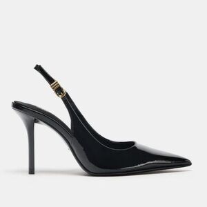 Black patent heel sling back